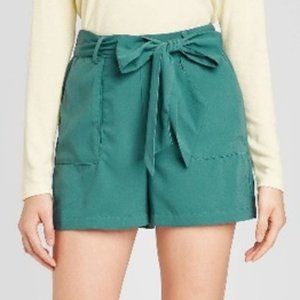 a new day High-Rise Tie Waist Green Shorts - XS